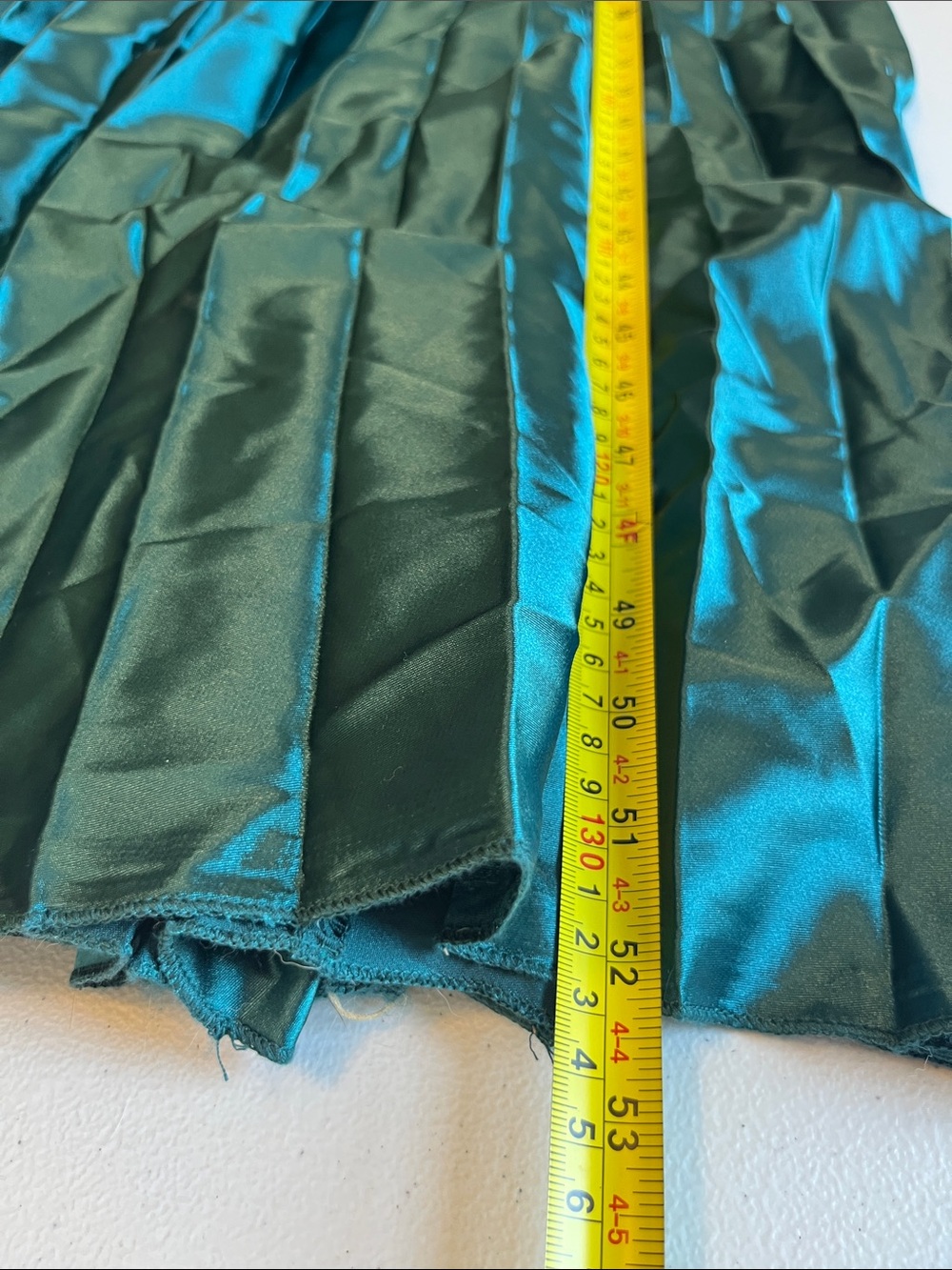 Dark Teal Green Off Shoulder Pleated Dress - Picture 9 of 11